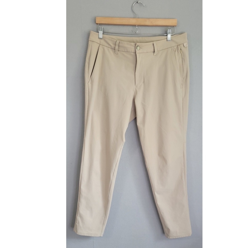 Lululemon Commission Slim Pant 33 Tan Warpstreme Mens Golf Chino Khaki
